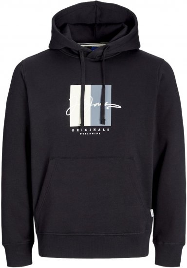 Jack & Jones Frederiksberg Box Script Hoodie Black - Sweatshirts & hoodies - Sweatshirts/Hoodies grande taille homme