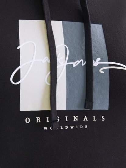 Jack & Jones Frederiksberg Box Script Hoodie Black - Sweatshirts & hoodies - Sweatshirts/Hoodies grande taille homme