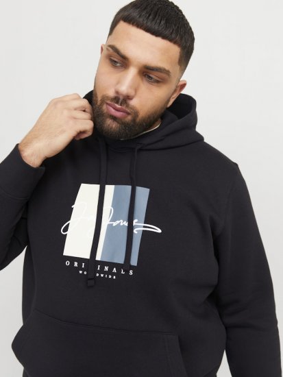 Jack & Jones Frederiksberg Box Script Hoodie Black - Sweatshirts & hoodies - Sweatshirts/Hoodies grande taille homme