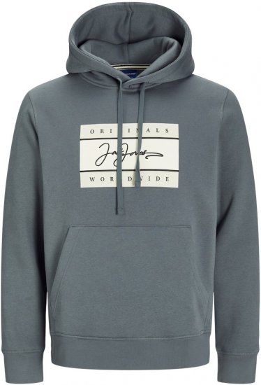 Jack & Jones Frederiksberg Box Script Hoodie Grey - Sweatshirts & hoodies - Sweatshirts/Hoodies grande taille homme