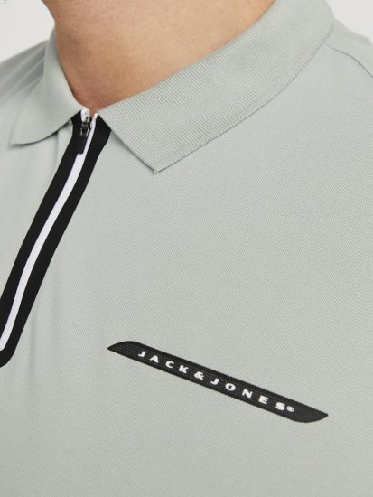 Jack & Jones Fusion Pique Zipper Polo Green/Blue - Polos - Polos homme grande taille