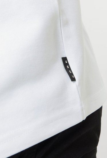 Jack & Jones Fusion Pique Zipper Polo Bright White - Polos - Polos homme grande taille