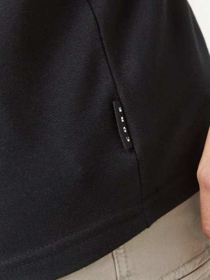 Jack & Jones Fusion Pique Zipper Polo Black - Polos - Polos homme grande taille