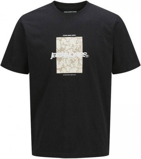 Jack & Jones Tarmac Camo Crew Neck T-Shirt Black - T-shirts - T-shirts Homme Grande Taille