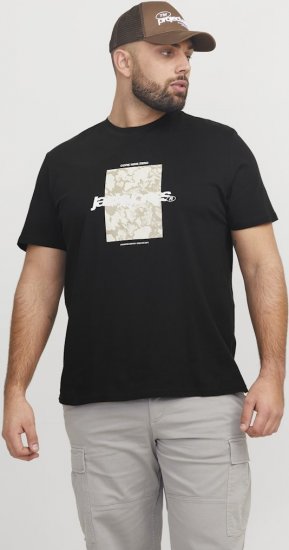 Jack & Jones Tarmac Camo Crew Neck T-Shirt Black - T-shirts - T-shirts Homme Grande Taille