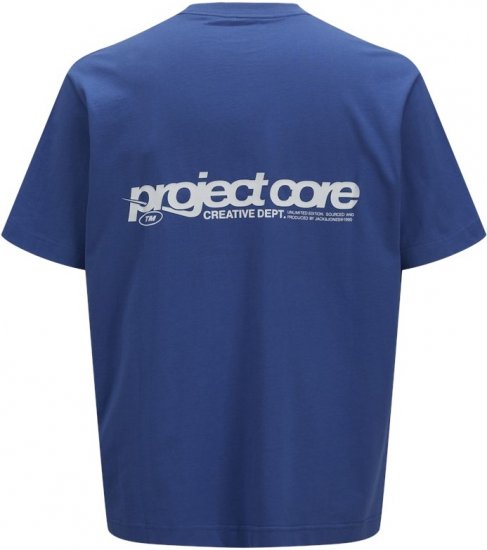 Jack & Jones Union Front & Back Print Crew Neck T-Shirt Beaucoup Blue - T-shirts - T-shirts Homme Grande Taille