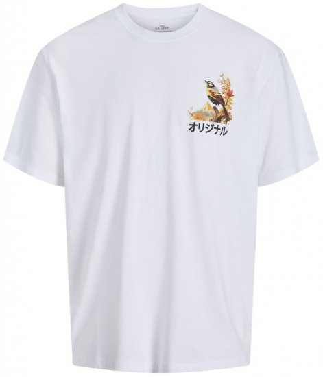 Jack & Jones Fuji Crew Neck T-Shirt Bright White - T-shirts - T-shirts Homme Grande Taille