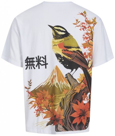 Jack & Jones Fuji Crew Neck T-Shirt Bright White - T-shirts - T-shirts Homme Grande Taille