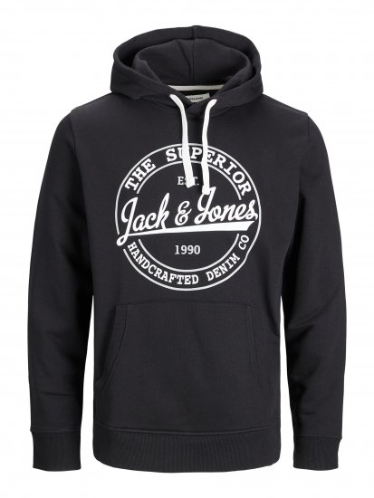 Jack & Jones JJBRAT SWEAT Hoodie Black - Sweatshirts & hoodies - Sweatshirts/Hoodies grande taille homme