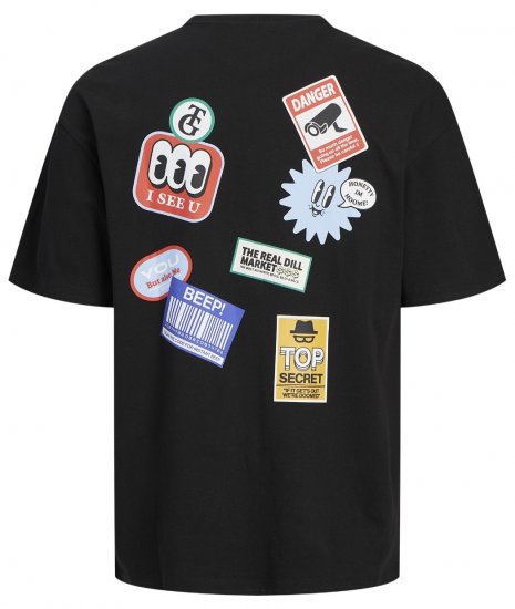 Jack & Jones JORDECAL T-Shirt with Back Print Black - T-shirts - T-shirts Homme Grande Taille