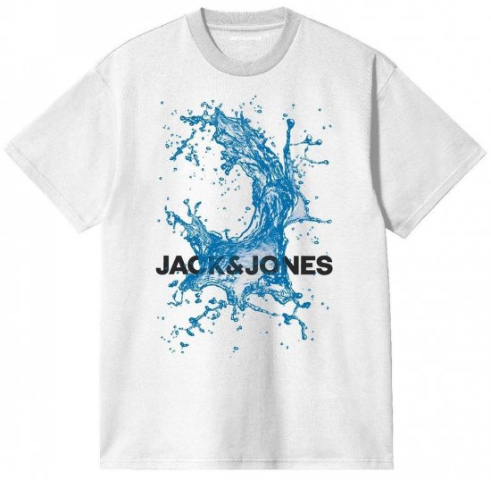 Jack & Jones JCOOCEAN SPLASH T-Shirt White - T-shirts - T-shirts Homme Grande Taille