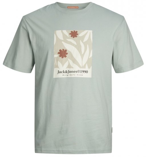 Jack & Jones JORMARBELLA AOP BRANDING T-Shirt Gray Mist - T-shirts - T-shirts Homme Grande Taille