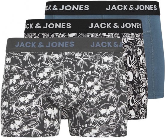Jack & Jones Damon Skull Trunks 3-Pack Black - Sous-vêtements & bain - Sous-vêtements Grande Taille