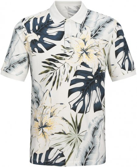 Jack & Jones Hawaii AOP Short Sleeve Polo White - Polos - Polos homme grande taille