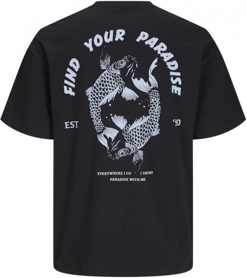 Jack & Jones Charge Crew Neck Printed T-Shirt Black - T-shirts - T-shirts Homme Grande Taille
