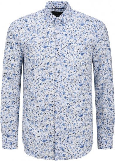 Jack & Jones BARNES Printed Dobby Long Sleeve Shirt Light Blue - Chemises - Chemises Grandes Tailles Hommes