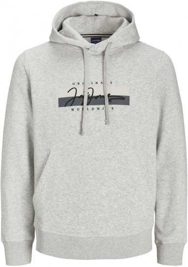 Jack & Jones Frederiksberg Box Script Hoodie White Melange - Sweatshirts & hoodies - Sweatshirts/Hoodies grande taille homme