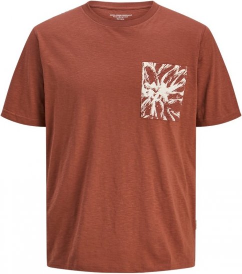 Jack & Jones Split Pocket Print T-Shirt Brown - T-shirts - T-shirts Homme Grande Taille