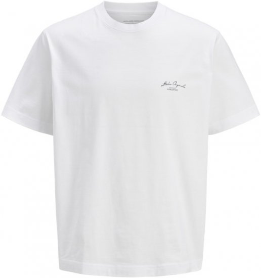 Jack & Jones Lington Back And Front Print Crew Neck T-Shirt Bright White - T-shirts - T-shirts Homme Grande Taille