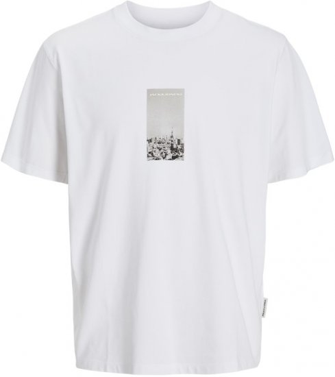 Jack & Jones Pacer Photo Branding Crew Neck T-Shirt Bright White - T-shirts - T-shirts Homme Grande Taille