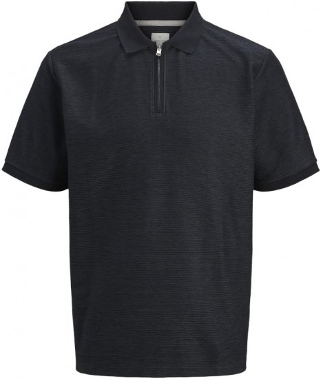 Jack & Jones Ronnie Polo with Zipper Black - Polos - Polos homme grande taille