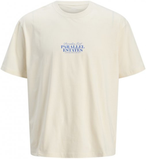 Jack & Jones Parallel Crew Neck T-Shirt Antique White - T-shirts - T-shirts Homme Grande Taille