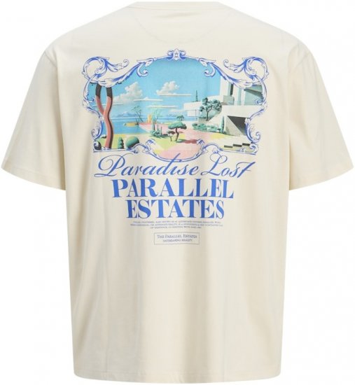 Jack & Jones Parallel Crew Neck T-Shirt Antique White - T-shirts - T-shirts Homme Grande Taille