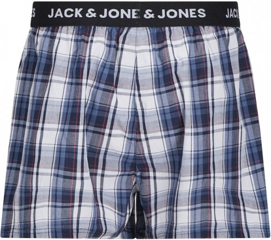 Jack & Jones Saigon Blue/Red Check Woven Boxers 3-Pack Navy Blazer - Sous-vêtements & bain - Sous-vêtements Grande Taille