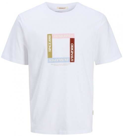 Jack & Jones Vira Branding Crew Neck T-Shirt Bright White - T-shirts - T-shirts Homme Grande Taille