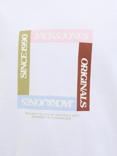 Jack & Jones Vira Branding Crew Neck T-Shirt Bright White - T-shirts - T-shirts Homme Grande Taille