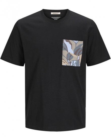  Jack & Jones Tavira Aop Pocket Crew Neck T-Shirt Black - T-shirts - T-shirts Homme Grande Taille