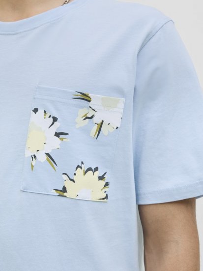 Jack & Jones Tavira Aop Pocket Crew Neck T-Shirt Skyway - T-shirts - T-shirts Homme Grande Taille