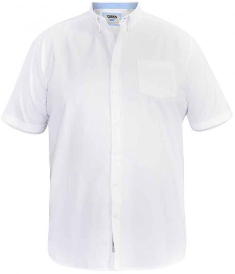 D555 James Short Sleeve Oxford Shirt White - Chemises - Chemises Grandes Tailles Hommes