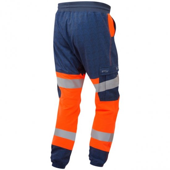 Leo Hawkridge Ecoviz High Performance 4X Stretch Trouser Hi-Vis Orange/Navy Print - Vêtements de travail - Vêtements de travail grandes tailles
