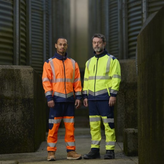 Leo Hawkridge Ecoviz High Performance 4X Stretch Trouser Hi-Vis Orange/Navy Print - Vêtements de travail - Vêtements de travail grandes tailles