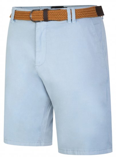 Kam Jeans 3401 Belted Oxford Stretch Chino Shorts Blue - Shorts - Shorts hommes grande taille