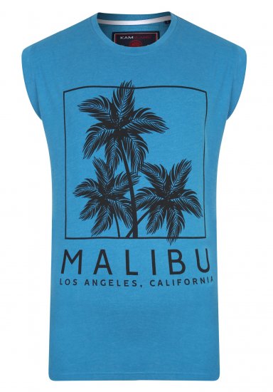 Kam Jeans Malibu Sleeveless Turk Blue - T-shirts - T-shirts Homme Grande Taille