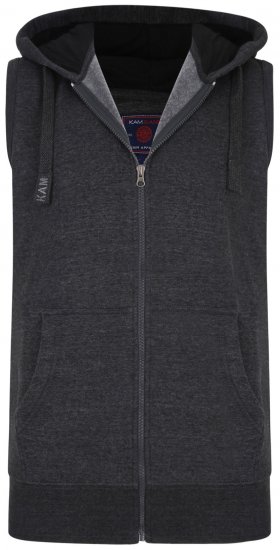 Kam Jeans Sleeveless Zip Thru Hoody Charcoal - Sweatshirts & hoodies - Sweatshirts/Hoodies grande taille homme