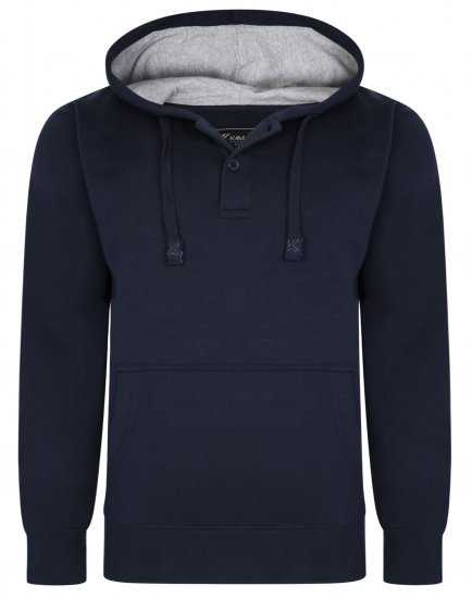 Kam Jeans 508B 1/4 Button Hoodie Navy - Sweatshirts & hoodies - Sweatshirts/Hoodies grande taille homme