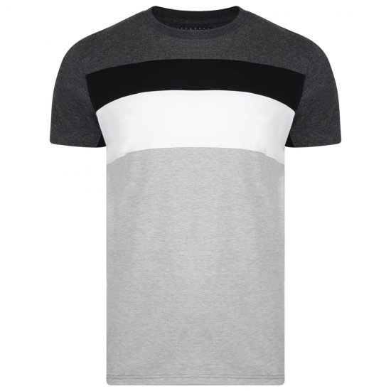 Kam Jeans 5231 Cut and Sew T-shirt Grey - T-shirts - T-shirts Homme Grande Taille