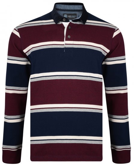 Kam Jeans 5242 Long Sleeve Polo Burgundy - Polos - Polos homme grande taille