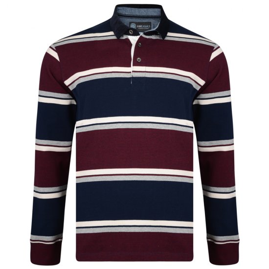 Kam Jeans 5242 Long Sleeve Polo Burgundy - Polos - Polos homme grande taille