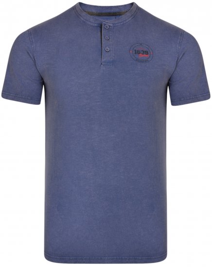Kam Jeans 5320 Buttoned T-shirts Indigo Blue - T-shirts - T-shirts Homme Grande Taille