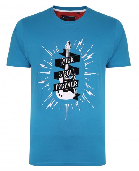 Kam Jeans 5337 Rock & Roll Tee Blue - T-shirts - T-shirts Homme Grande Taille