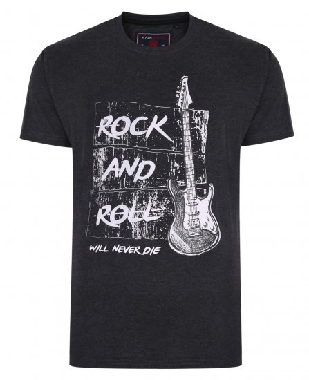 Kam Jeans 5338 Rock And Roll Tee Charcoal - T-shirts - T-shirts Homme Grande Taille