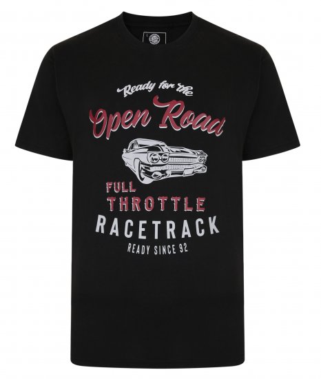 Kam Jeans 5342 Open Road Tee Black - T-shirts - T-shirts Homme Grande Taille