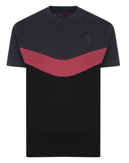 Kam Jeans Contrast Colours Crew Neck Tee Charcoal - T-shirts - T-shirts Homme Grande Taille