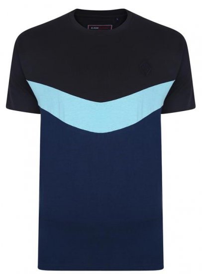 Kam Jeans Contrast Colours Crew Neck Tee Navy - T-shirts - T-shirts Homme Grande Taille