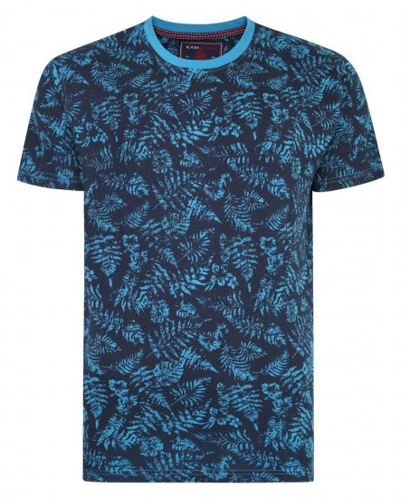 Kam Jeans 5345 Leaf Tee Blue - T-shirts - T-shirts Homme Grande Taille