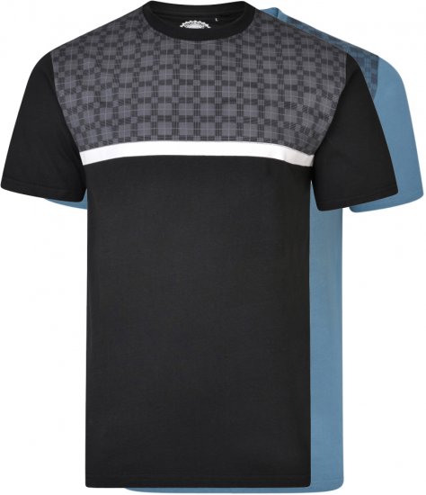 Kam Jeans 5347 Twin pack T-shirt Black/Denim - T-shirts - T-shirts Homme Grande Taille